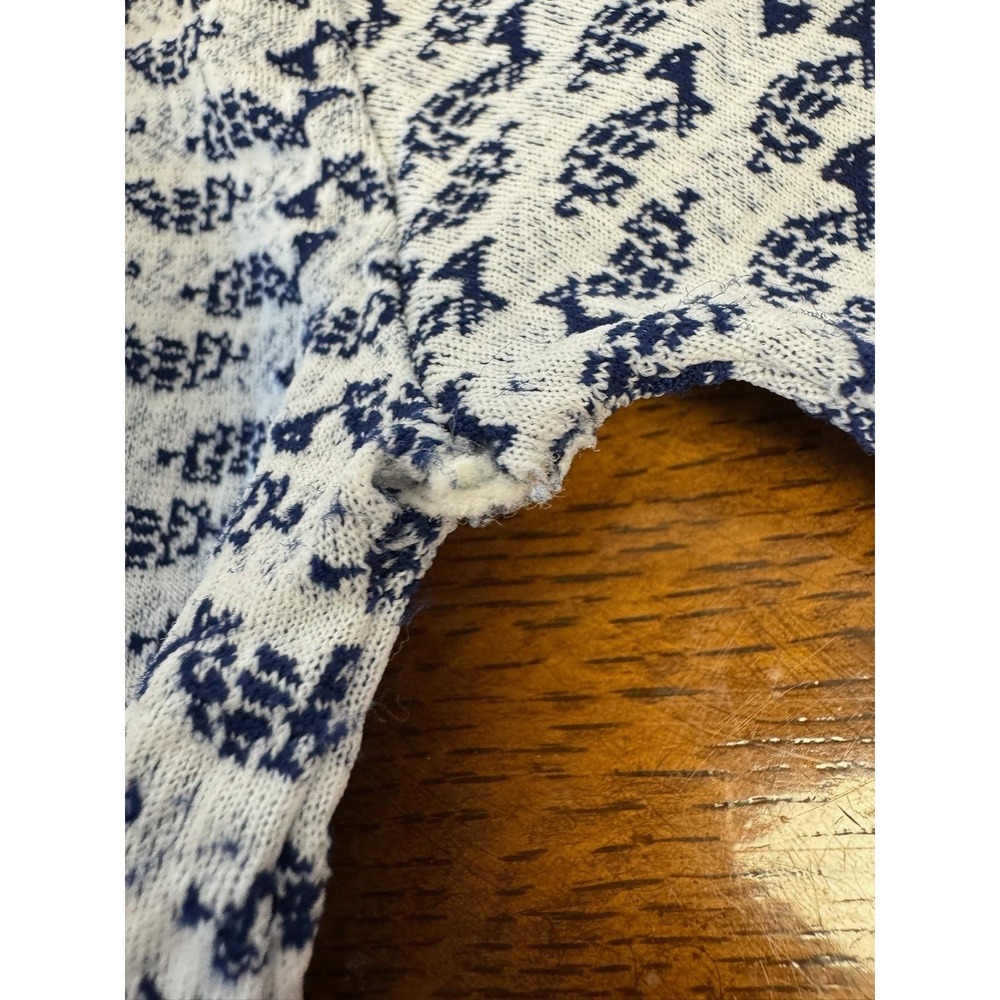 Vintage Sweater Mens Medium Blue Geometric Mock Neck Short Sleeve Taiwan‎ 70s - Picture 4 of 6